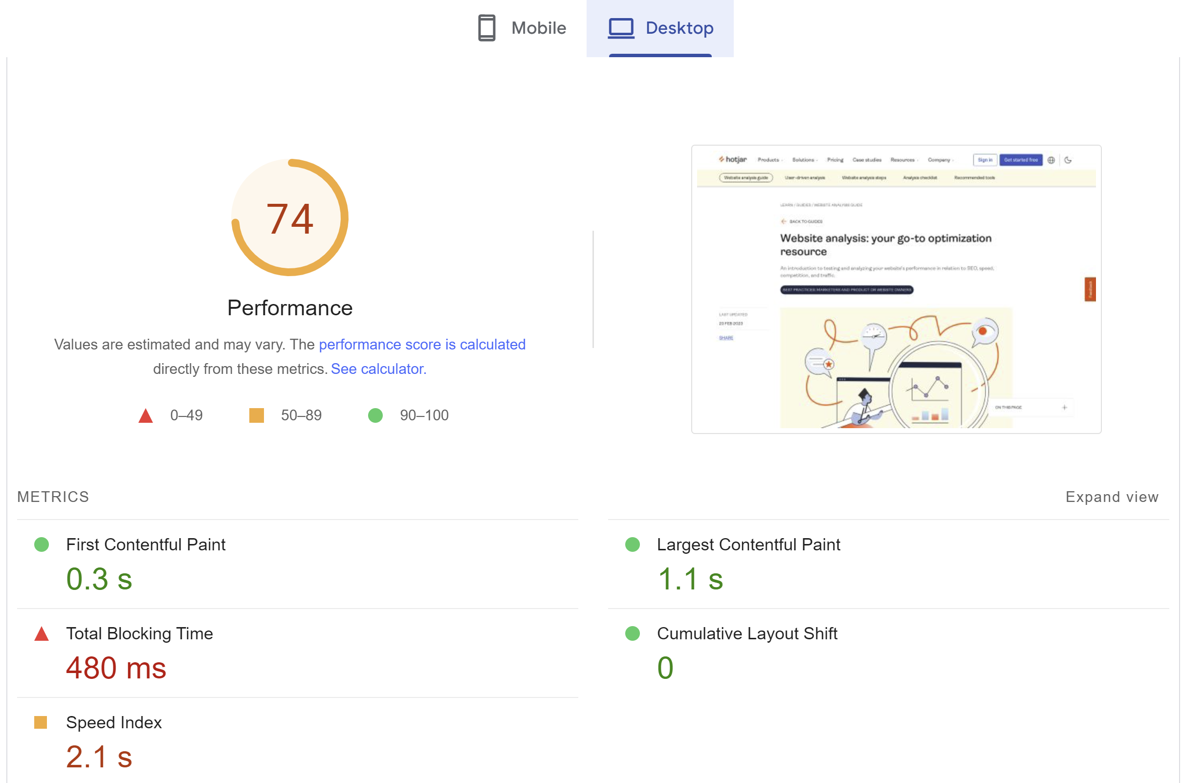 #PageSpeed Insights montre qu'il y a des possibilités d’amélioration...