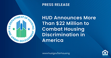 Graphic of FHEO Press Release text and HUD logo