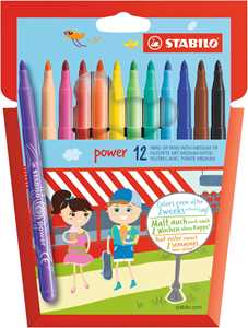 Cartoleria Pennarello - STABILO power - Punta Media - Astuccio da 12 - Colori assortiti STABILO