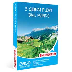 Idee regalo EMOZIONE3 - 3 giorni fuori dal mondo - Cofanetto regalo - 2 notti con prima colazione da vivere in 2 in Italia Emozione3