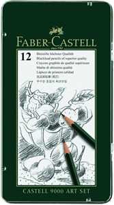 Cartoleria Set metallo Art - con 12 matite nere di grafite da 8B a 2H Faber-Castell