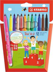 Cartoleria Pennarello a punta fine e fusto triangolare - STABILO Trio A-Z - Astuccio da 12 - Colori assortiti STABILO