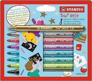 Cartoleria Pennarello metallizzato con punta XL - STABILO Trio DECO - Astuccio da 8 - Colori assortiti STABILO