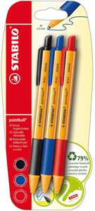 Cartoleria Penna a sfera Ecosostenibile - STABILO pointball - CO2 neutral - Pack da 3 - Nero/Blu/Rosso STABILO