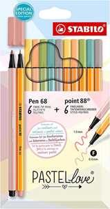 Cartoleria Fineliner & Pennarello Premium - STABILO Pastellove Set - 6 Fineliner STABILO point 88 & 6 Pennarelli Premium STABILO Pen 68 STABILO