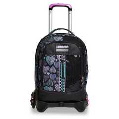 Cartoleria Zaino scuola Trolley Jack-3wd Seven Patchyheart Girl, Jet Black, 34 lt - 37 x 51 x 27 cm Seven