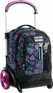 Cartoleria Zaino scuola Trolley Tyre Seven Patchyheart Girl, Jet Black, 34 lt - 39 x 57 x 28 cm Seven