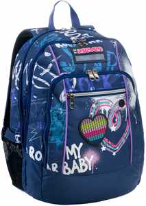 Cartoleria Zaino scuola Advanced Seven Rock On Girl, Twilight Blue - 31 x 43 x 24 cm Seven