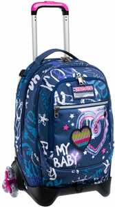 Cartoleria Zaino scuola Trolley Jack-3wd Seven Rock On Girl, Twilight Blue - 37 x 51 x 27 cm Seven