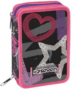 Cartoleria Astuccio 3 Zip Seven Draft Heart, Jet Black Seven