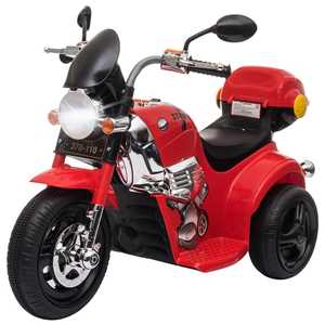 Giocattolo Homcom Moto Elettrica per Bambini 3-6 Anni con Luci Suoni e 3 Ruote Stabili Rossa HomCom