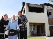 Jean Rayner, pictured with her son Rob Bugden and daughter-in-law Kim Bugden, outside her unit and the one above which was destroyed by fire on Tuesday, September 3, 2024. Picture by Sylvia Liber