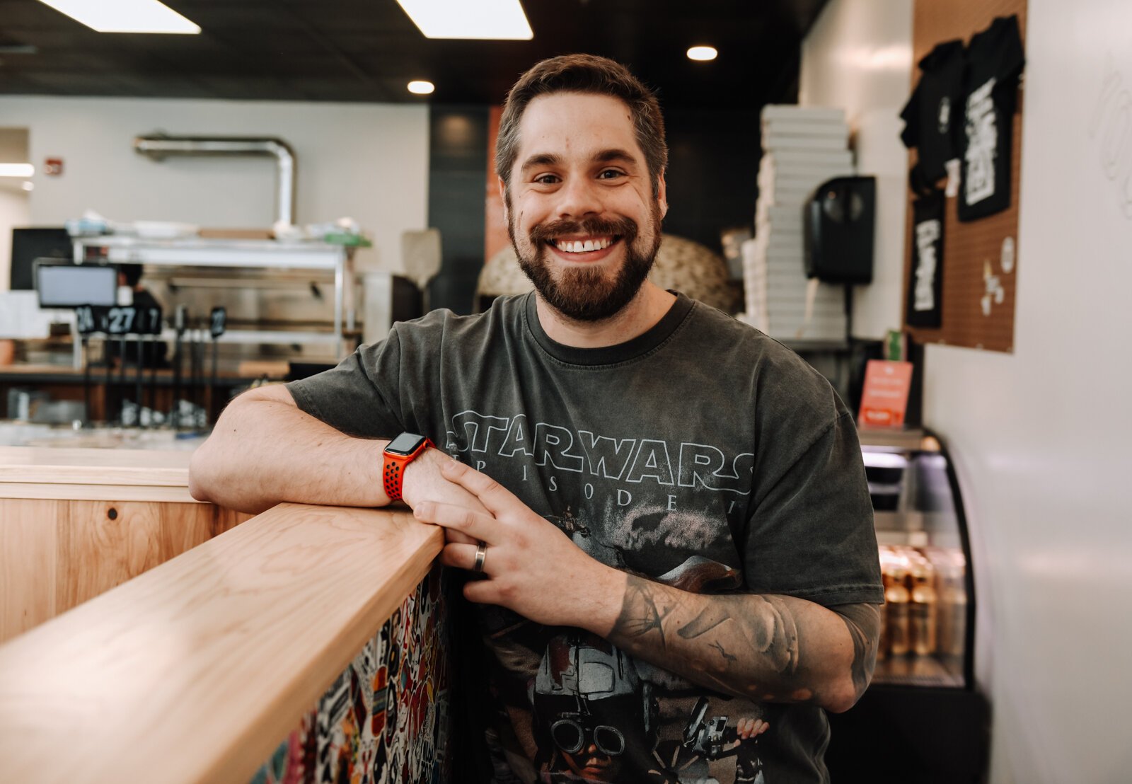 Creator Space Founder Zach Vessels at the Creator Space 1 Year Bash at Papi's Pizza on The Landing.