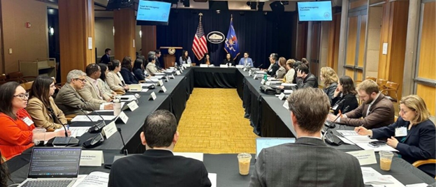 Representatives from various agencies and staff from ATJ gathered at the Justice Department for LAIR’s first in-person plenary meeting of 2024, held on April 10 and co-chaired by ATJ Director Rossi and Deputy Counsel to the President Dixon. 