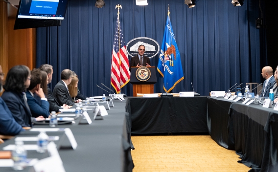 AAG Jonathan Kanter delivers opening remarks at the Justice Department’s PCSF Summit.