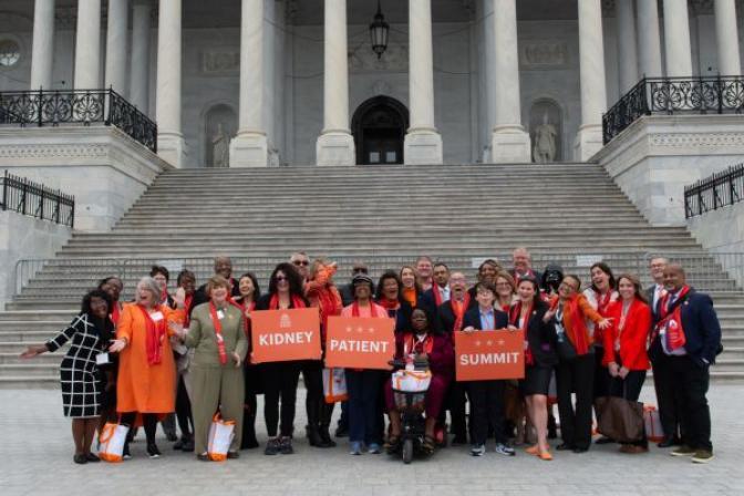 A group of advocates posing at the U.S. Capitol as part of the Kidney Patient Summit