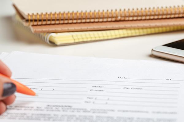 Legal papers on a desk