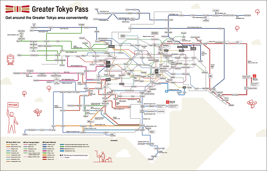 Image：「Greater Tokyo Pass」適用區域圖