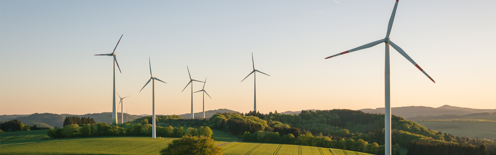 Wind turbines set in farmer's fields