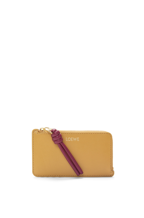 LOEWE Knot coin cardholder in shiny nappa calfskin Sahara/Crimson plp_rd