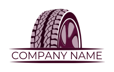 Automotive shop logo racing tire with rim