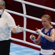 Charley Davison takes the unanimous decision on her Olympic boxing debut.