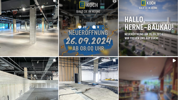 Neugierig machen auf die Neueröffung: Baustellen-Impressionen auf dem Instagram-Kanal von Edeka Koch in Herne-Baukau. 