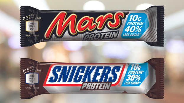 Ab August im Supermarkt: Mars und Snickers als Proteinriegel. Schon im Einführungsjahr belegten sie in Großbritannien den 2. Platz unter den Protein-Riegeln. 