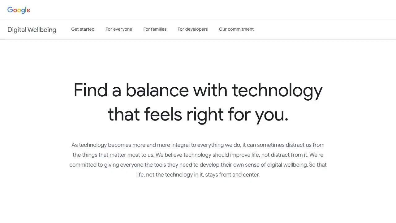 Screenshot of Google Digital Wellbeing