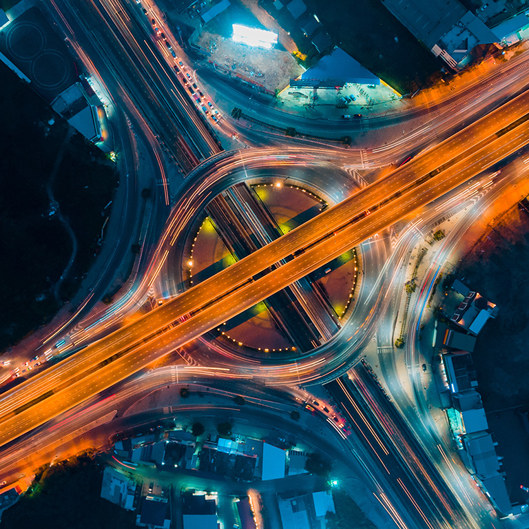 Expressway top view, Road traffic an important infrastructure