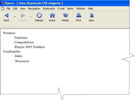 Exemplo para o código sem folha de estilo mas com markup elegantemente aplicada