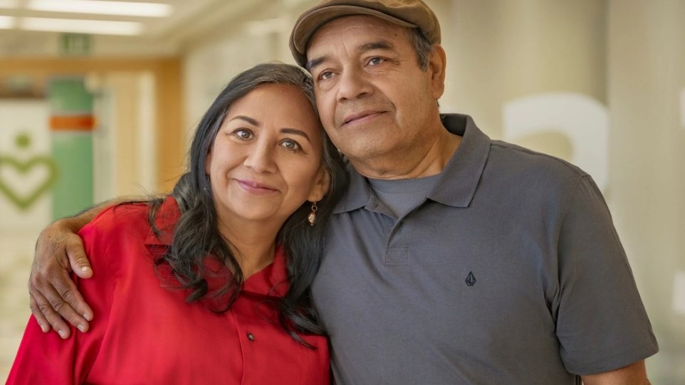 Photo of Hispanic couple embracing