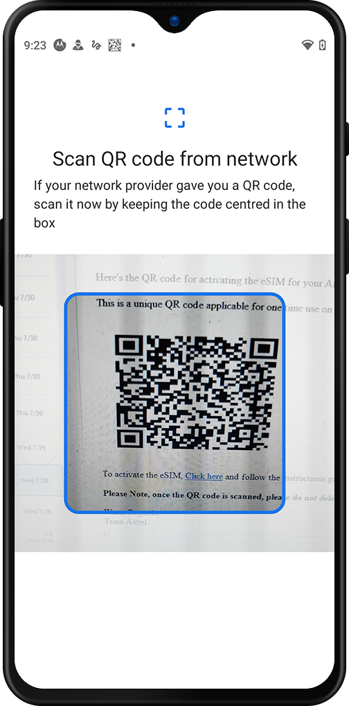 eSIM Activation Step Motorola