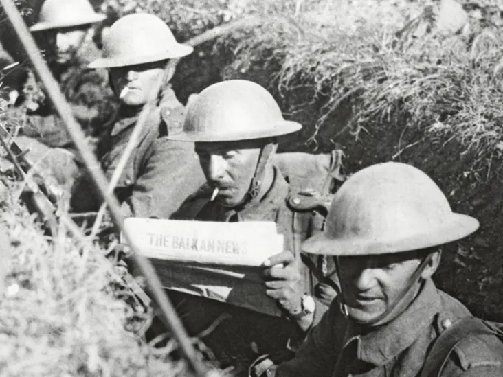 Soldiers in a trench, Macedonia, 1917