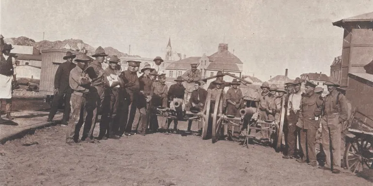 Captured guns at Gibeon, German South-West Africa, 1915