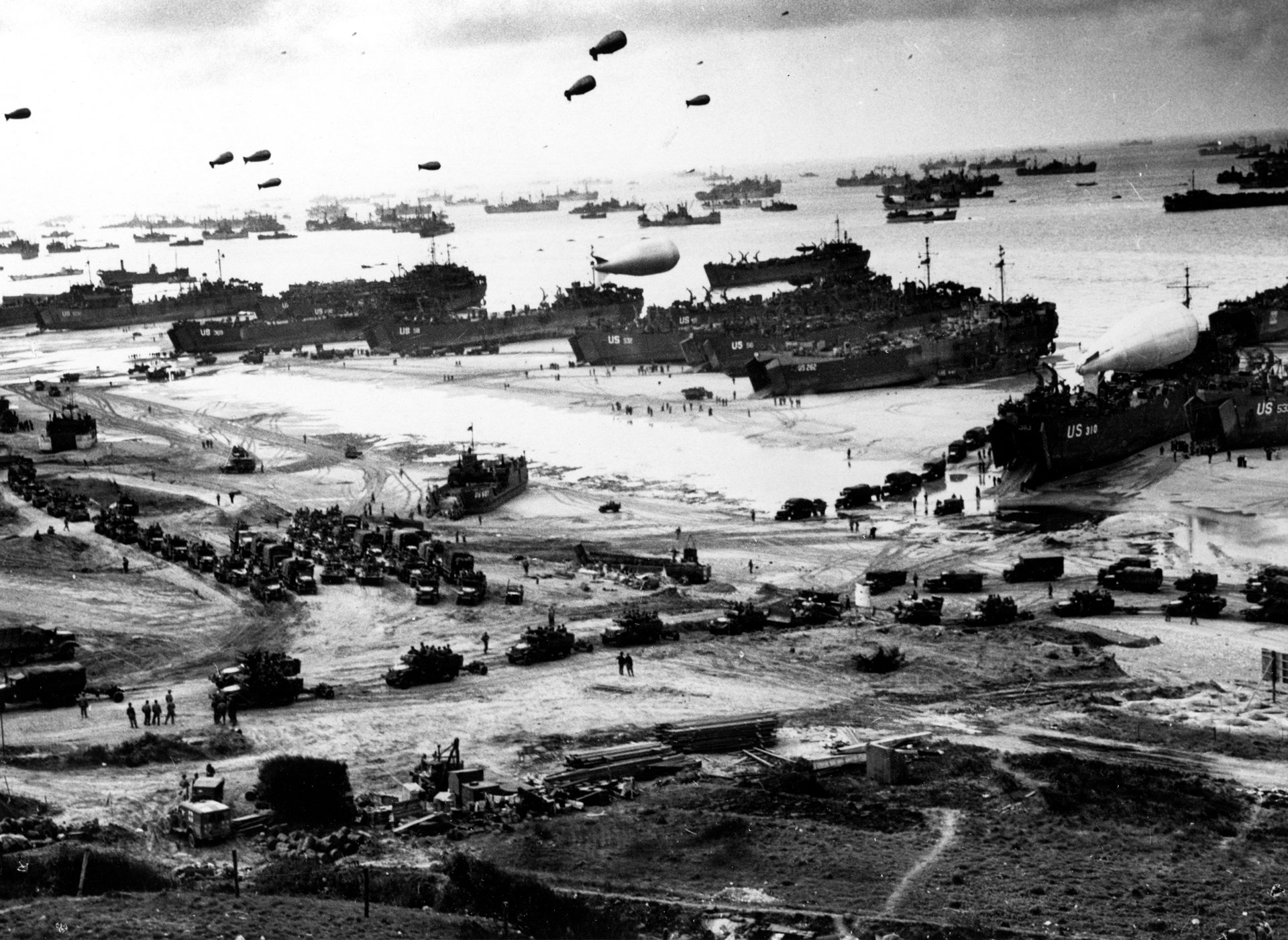 Personnel and equipment arriving at Normandy