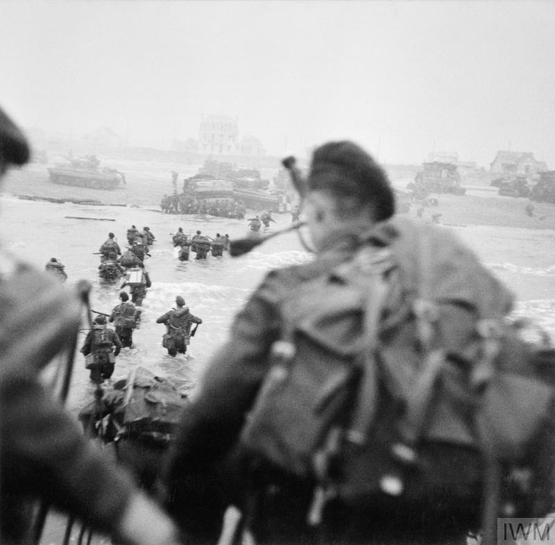 Commandos of 1st Special Service Brigade land on Queen Red beach, Sword area