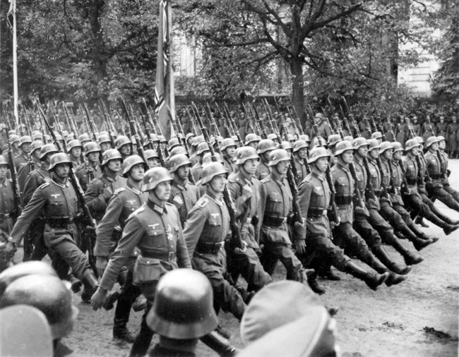 German troops parade through Warsaw, Poland.