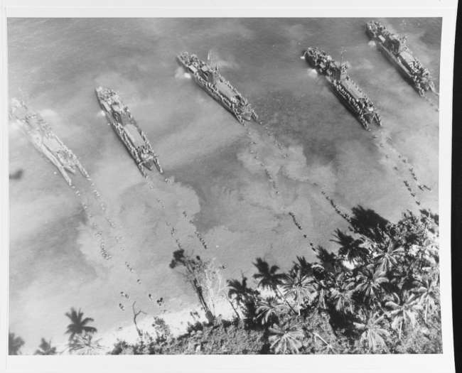 Troops wade ashore Morotai