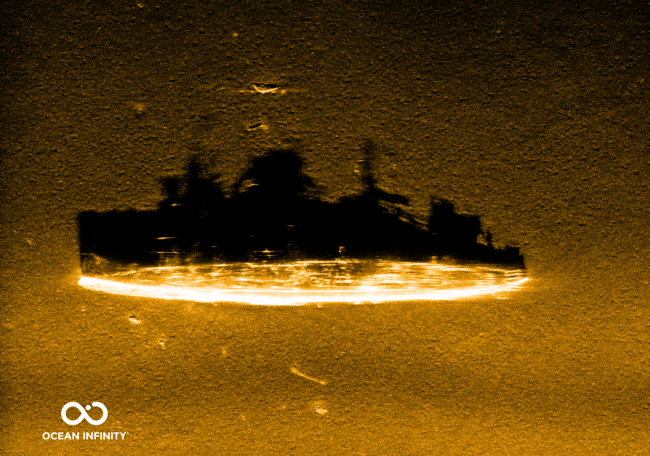 High-resolution synthetic aperture sonar image of the USS Stewart.