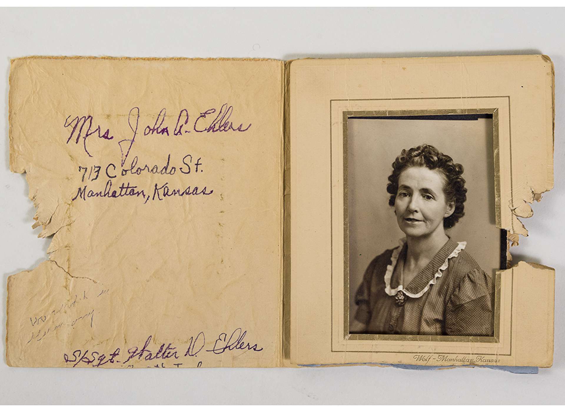 Walt Ehlers carried this photo of his mother in his pack.