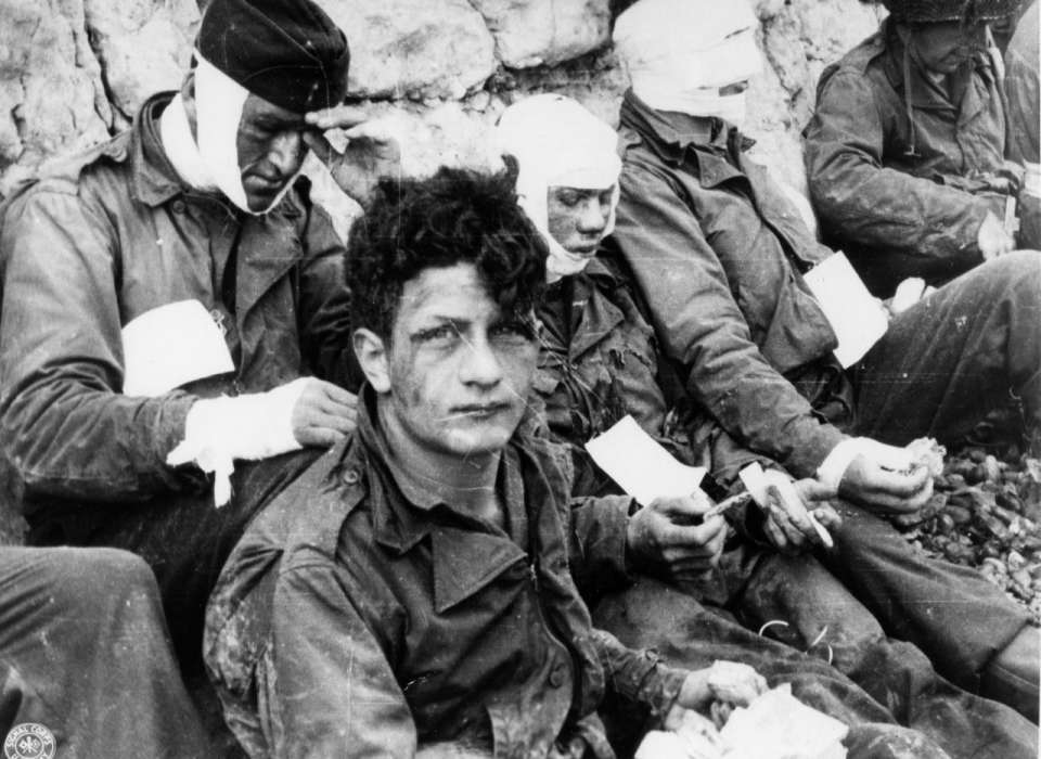 Wounded men after D-Day