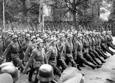 German troops parade through Warsaw, Poland.