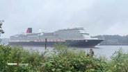 Das Kreuzfahrtschiff "Queen Anne" fährt auf der Elbe. © Screenshot 