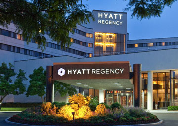 The Hyatt Regency hotel and conference center, a landmark hotel, providing top-notch accommodations and unrivaled access.