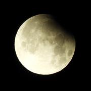 Partial lunar eclipse with supermoon over Brampton