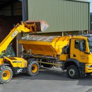 Cumberland Council gritter being stocked with salt