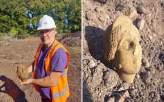 Frank Giecco, technical director at Wardell Armstrong, with Roman head discovery