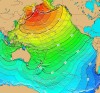 Tsunami travel time map for the earthquake on November 4, 1952 off the east coast of Kamchatka