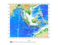 1 hour Tsunami travel time map for the Sumatra-Andaman coast seismic zone